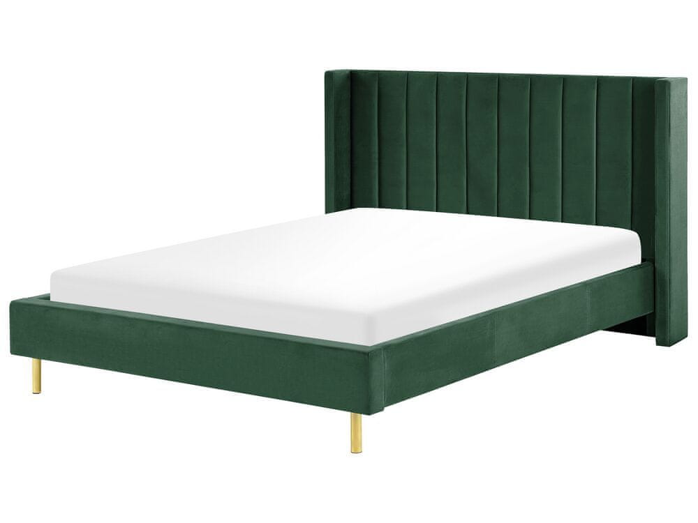 Beliani Zamatová posteľ VILLETTE zelená 160x200 cm